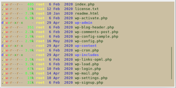 wordpress hakemisto listaus linux-palvelimella